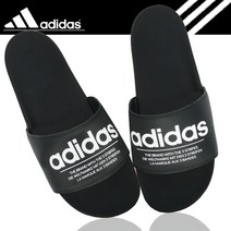 아디다스 ADIDAS 아딜렛컴포트슬라이드 로고 스포츠슬리퍼_블랙