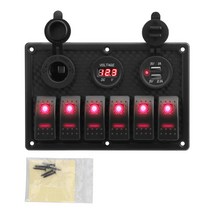 카라반 캠핑카 부품 수리용품 12v 24v 6 갱 스위치 패널 usb 충전기 어댑터 스플리터 라이트 토글 자동차 액세서리 트럭 캐러밴 오프로드 4x4 해양 보트, 씨엔, 빨간색