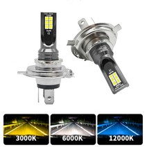 2Pcs 3030 H4 H7 LED 자동차 안개등 H11 H8 H9 H16JP H3 전조등 전구 9005 운전 램프 6000K 12V 24V, 07 H3, 04 6000 천개 차가운 흰색