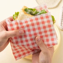 선호리빙 업소용 체크무늬 햄버거 토스트 포장지 포장 페이퍼 유산지, 레드, 50p