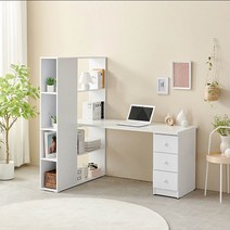 Sunshine 칸막이 책장책상 서랍장 낮은책장 원목 공부 학생 1500, 화이트