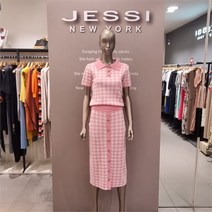 제시뉴욕 NC13 깅엄 패턴 니트 스커트 bc6 kx1010