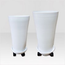 고운원형화분세트(화분+받침대)-화이트, 고운화분300화이트세트