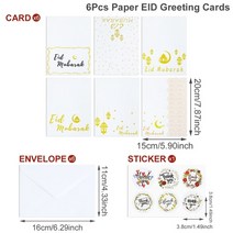 구성 6 PCS/Set Eid 무바라크 감사 카드 봉투 빈 라마단 장식 이슬람 인사말, [02] 2