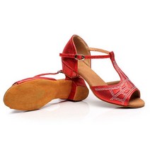 스포츠댄스화 라틴댄스 라틴 댄스 신발 여성 살사 볼룸 힐 실내 부드러운 밑창 파티 탱고, 14 36, 01 Indoor Red