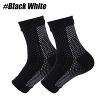 신경병증 양말 발목 지지 통증 완화 발 피로 방지 압박 스포츠 러닝 요가 1 쌍, 2.Black White - L/ XL