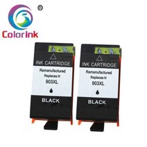 [해외] HP 903XL 907XL 잉크 카트리지 용 ColorInk 잉크 카트리지 HP 903 XL 용 OfficeJet Pro 6950 6960 6970 고 수율 잉크 카트리지, 2PK Black
