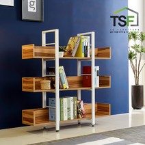 [(주)티에스퍼니처] TS-15 3단 가림막 1200 책장 철제 거실 철재 인테리어 수납, 선택:블랙프레임/라이트월넛