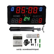 농구 전자 점수판 LED 야외 14 자리 멀티 스포츠 디지털 스코어보드 12 24s 샷 시계 삼각대, Suit B