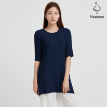 플리츠미 플리츠미 펀칭 맞주름 롱 티셔츠