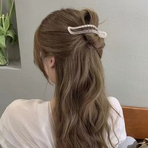 일자 올림 머리 집게핀 악어핀 긴머리 대형 헤어집게 옆머리 고정 앞머리집 게핀 볼륨 포니 헤어핀, 노랑