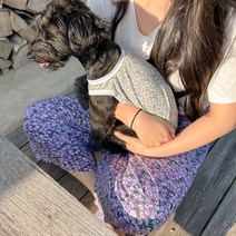 [촌캉스커플룩] 강아지메리야스 몸빼바지 강아지커플룩, 강아지용 레트로 메리야스, 퍼플