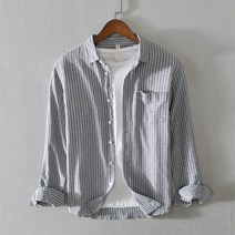 봄가을 얇은 차이나 스트라이프 린넨 셔츠 남 긴팔 박시 캐주얼 면마 여자셔츠코디 여성남방 여성블라우스 여자오버핏셔츠 여성롱셔츠 여자흰남방