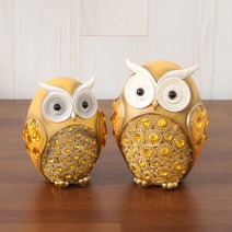 로얄타임 도러블 큐빅 부엉이 장식 소품 2p, 옐로우