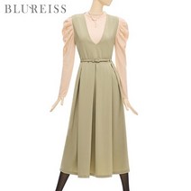 V넥핀턱주름슬리브리스원피스_B2F1OP3341