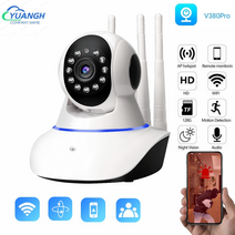 CCTV 방범 보안 감시 IP 카메라 현관 문 스마트폰 가정용 매장 무선 초소형 펫 씨씨티비 v380 pro 3mp wifi ip 실내 양방향 오디오 스마트 홈 cctv 보호, 3mp 및 128g 카드, 미국 플러그, 3.6mm