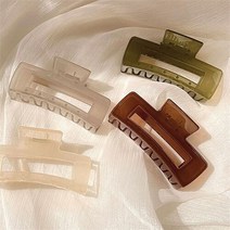 셀러허브 여성패션 머리핀 올림머리 헤어핀 가을컬러 투명 사각집게핀, 브라운
