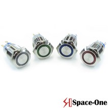 19mm 메탈방수스위치 조광타입 방수 IP67등급 스테인레스 재질, 푸쉬타입, 레드