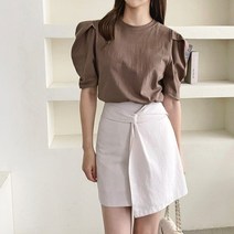 기본템 무지 면 레이어드 퍼프티 5color
