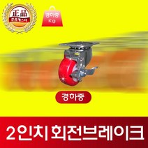지와이몰 [ 2인치 회전브레이크 ] 60kg 허용하중 경량바퀴 캐스터 우레탄바퀴 대차바퀴 저소음바퀴