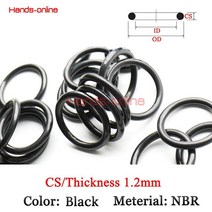 고무오링 10x 두께/CS 1.2mm NBR 고무 링 씰링 O O-링 씰 개스킷 오일 와셔 ID 1mm-75.5mm, [128] 62.4x60x1.2 mm