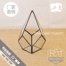 다이아몬드 모양 비바리움 이끼 유리 미니정원 화분 룸 꽃 배치, 중간, 38 스몰(12x12x17)