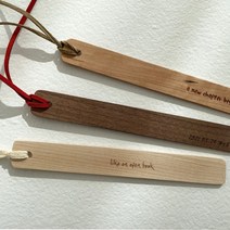 우드 컬러끈 슬림 라운드 책갈피 원목북마크(문구각인), D형, 메이플, 문구변경+양면각인(+3000)