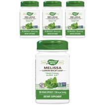 네이쳐스웨이 멜리사 레몬 밤 리프 1500mg 베지테리안 캡슐, 100캡슐, 4개