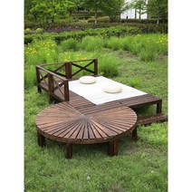 야외용 평상 옥상 들마루 마루 원목 조립식, 길이 90x 너비 90x 높이 50cm