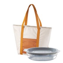 락앤락 쇼퍼백 쿨러백 [+가쯔 용기 세트] 보냉 백 캠핑 피크닉 이유식 도시락 런치 가방 장바구니 미니 대형 대용량 추천, 18L 아이보리