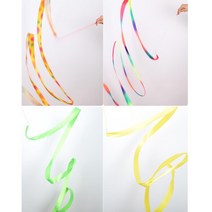 어린이 리듬 체조 막대 리본 놀이 2개 스포츠완구, 그린+옐로우