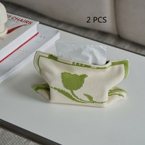 티슈케이스 각 휴지케이스레트로 니트 데스크탑 티슈 상자 장식 꽃 거실 주방 냅킨 보관 가방 욕실 침실, 한개옵션1, 04 2 Pcs Green