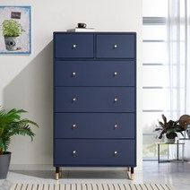 힐링가구 피에타 북유럽 수납장 3자 5단 서랍장 800, 네이비