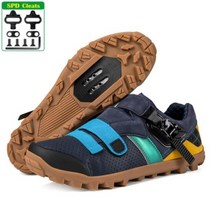 그래블자전거 그래블 바이크 입문로드자전거 입문용 초보 남성용 사이클링 신발 MTB 하이킹 자갈 도로 자, 02 MTB blue cleats_09 47