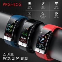 스마트 밴드 ECG PPG 피트니스 트래커 심박수 혈압 IP68 방수 일기 예보 스포츠 스마트 팔찌 시계 체온, 검정
