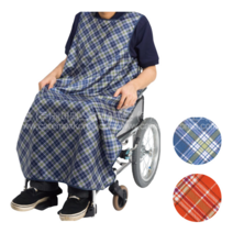 휠체어용 식사용 앞치마_병원용 요양원 환자 케어용 넓은 앞치마 휠체어용 앞치마, 체크오렌지