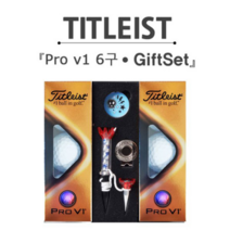 타이틀리스트 Pro V1 6구 골프공 자석티마커 선물세트, FREE FREE
