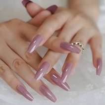 Shiny PaleVioletRed Coffin False Nail Soild Color Salon Smooth Long Nail Tips DIY Shiny Daily Baller, 1