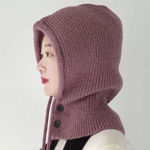 이코마켓 국산 고퀄탄탄 울니트 바라클라바 따뜻한 겨울모자 후드워머 방한모, 퍼플