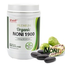 뉴질랜드 하이웰 노니 (모린다 시트리폴리아) 1900 200캡슐 1통 Newzealand Hiwell Noni (Morinda citrifolia fruit), 1통당 200캡슐