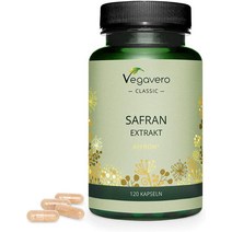 독일직구 Safran Vegavero 캡슐 데일리 용량당 30mg 렙티크로살리드(Safranal & Crocin) 스페인산 120캡슐 네츄럴 무드 브라이트너 첨가제 없음 실험실 테스트 비건, 수량, 상세참조