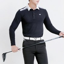 남자 기능성 골프 블랙 기모 카라 긴팔 티셔츠 인도어