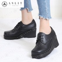 애슬릿 애슬릿 여성 옥스포드 통굽 웨지 로퍼 힐 구두 7cm