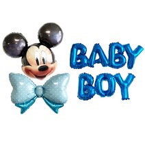 베이비샤워 파티 풍선 세트 임신 만삭 셀프 촬영 임밍아웃 헬로베이비, 미키마우스세트(BOY)