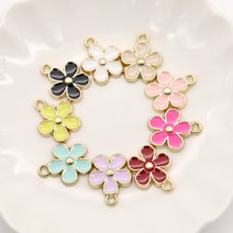 펜던트 에폭시 데이지꽃 메탈 악세사리 부자재 팔찌 만들기 재료 참장식, 옐로우