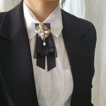 스캐터 롱리본 패션브로치 넥카라 보타이