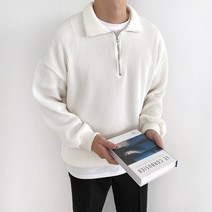 애드매이브 남자 스판 골지 카라 반집업 오버핏 니트지 맨투맨(8color)