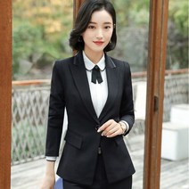 여자 면접 복장 정장 세트 셋업 수트 비즈니스 스트라이프 블레이저 여성 봄 패션 긴 소매 슬림 자켓 사무실 숙녀 기질 인터뷰 작업복
