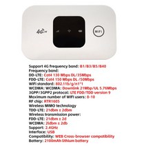 유무선라우터 공유기 무선 모뎀 4G 포켓 와이파이 라우터 SIM 카드 슬롯 포함 휴대용 모바일 핫스팟 넓은 범위 2100mAh, [01] A
