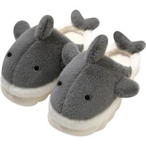 털슬리퍼 쿠션 거실화 털실내화 커플세트 겨울 방한 사무실 학교 귀여운 상어 동물 캐릭터, 커피  귀여우